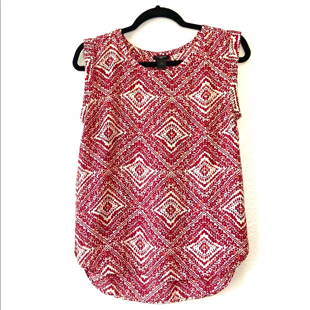Ann Taylor Petite Top High Low Hem Wine Red Small